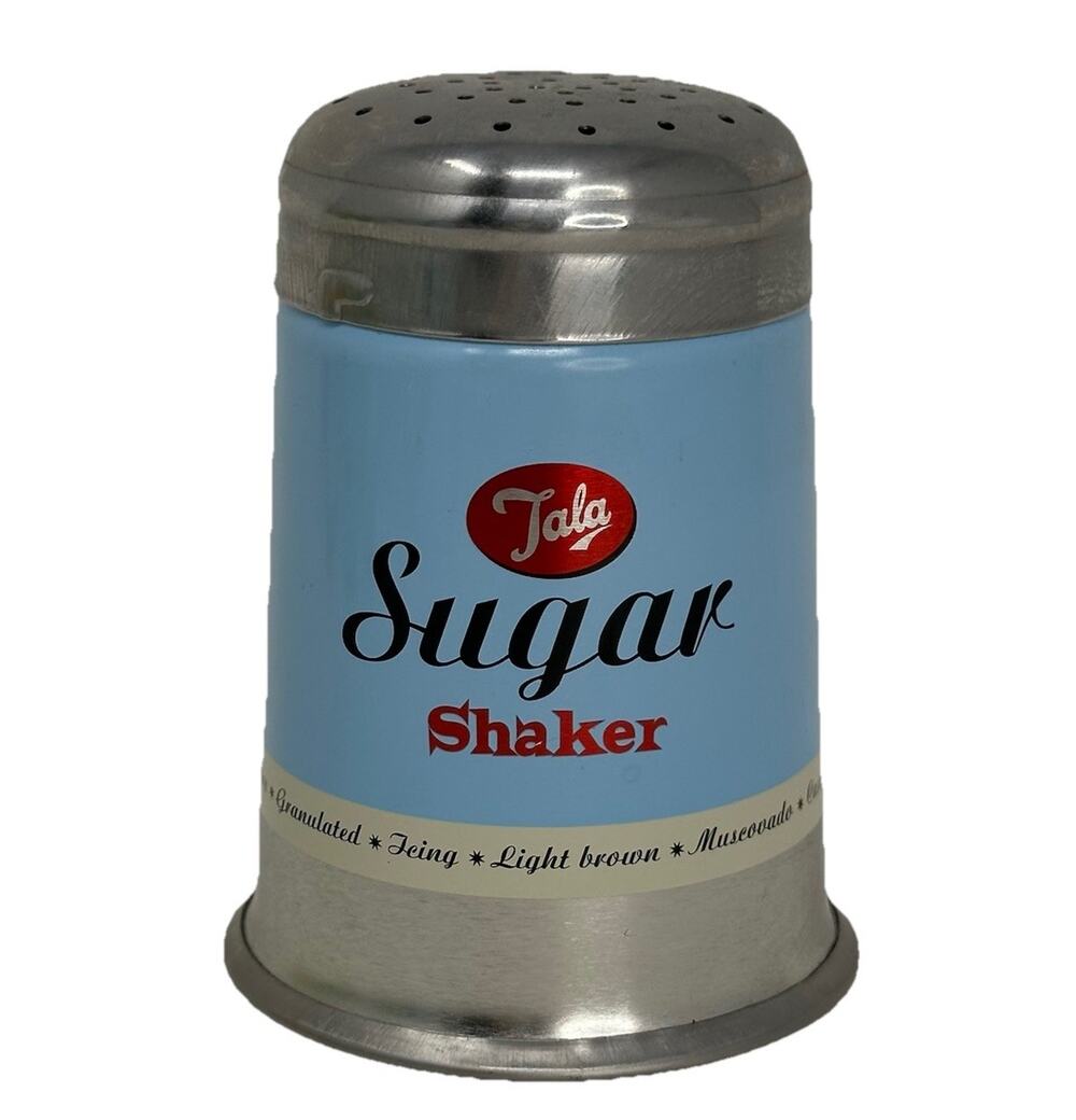 TALA Metal Sugar Shaker. 1960's Retro Design Cakes/Cupcakes/Drinks/Cocoa. BLUE
